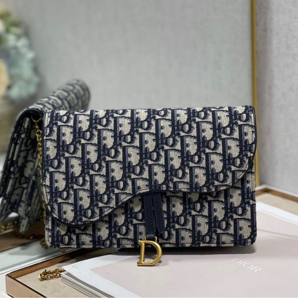 Christian Dior Oblique Saddle Chain Crossbody Bag